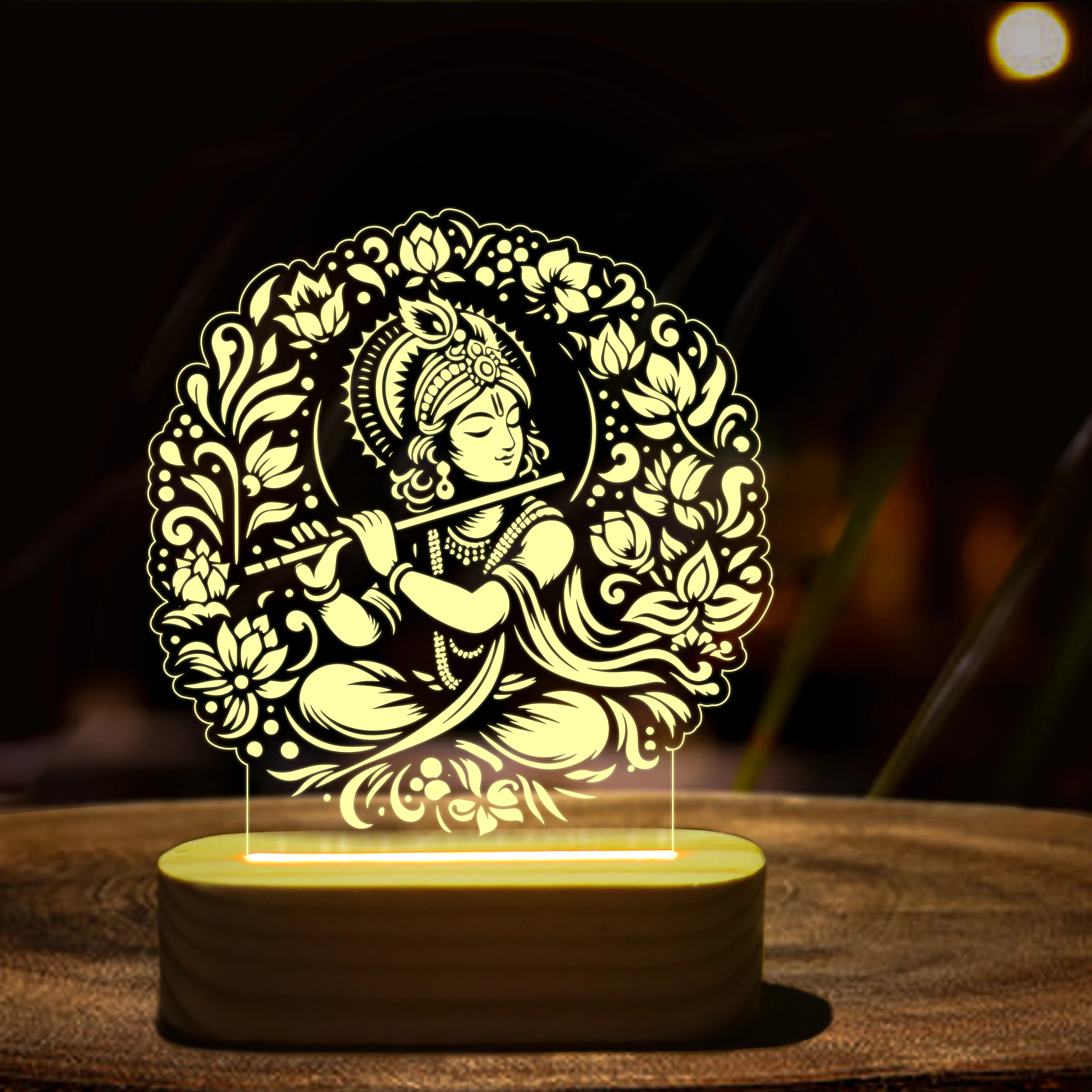 Shri Krishna Warm White – Flute LED Night Lamp