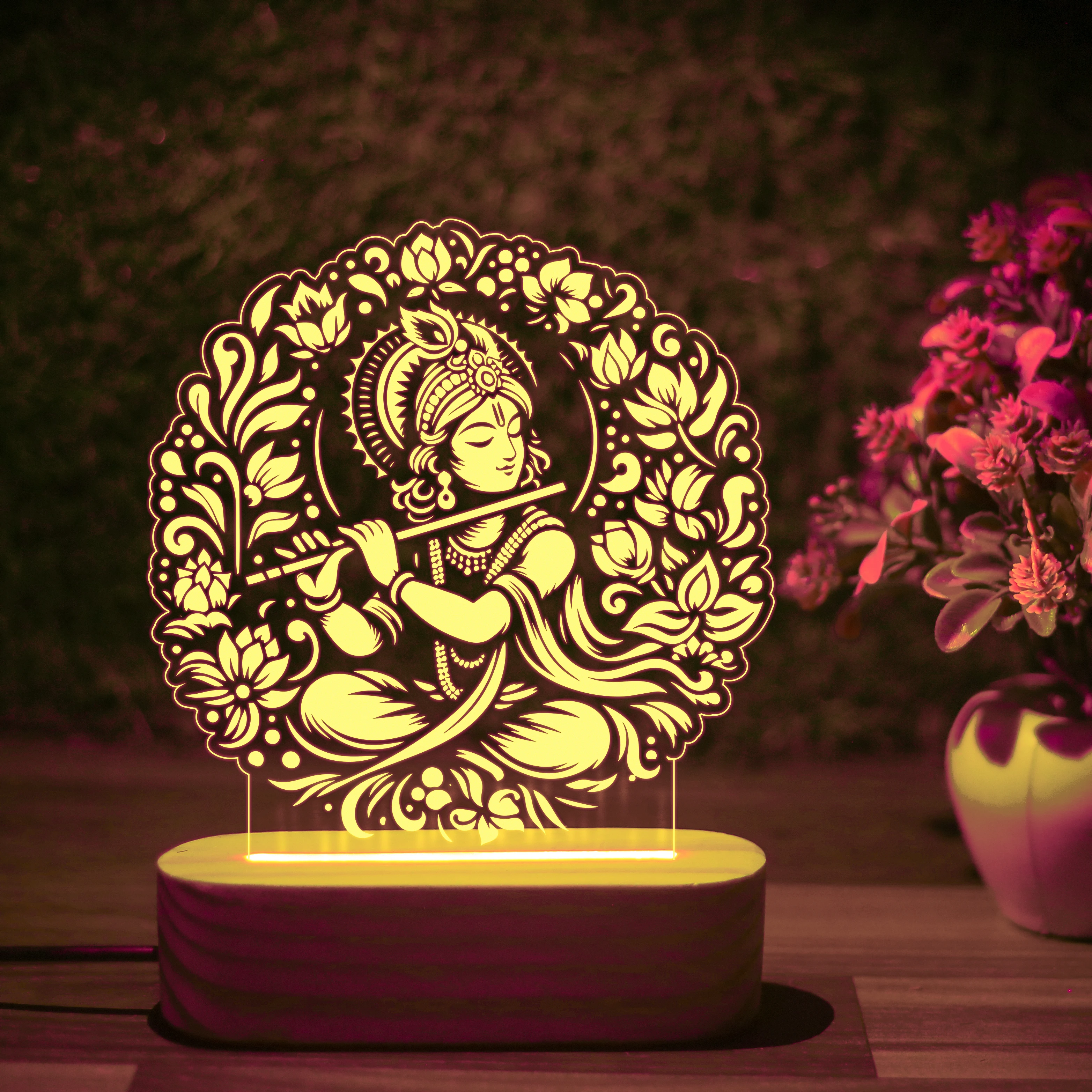 Divine Shri Krishna RGB – Flute Glow LED Night Lamp